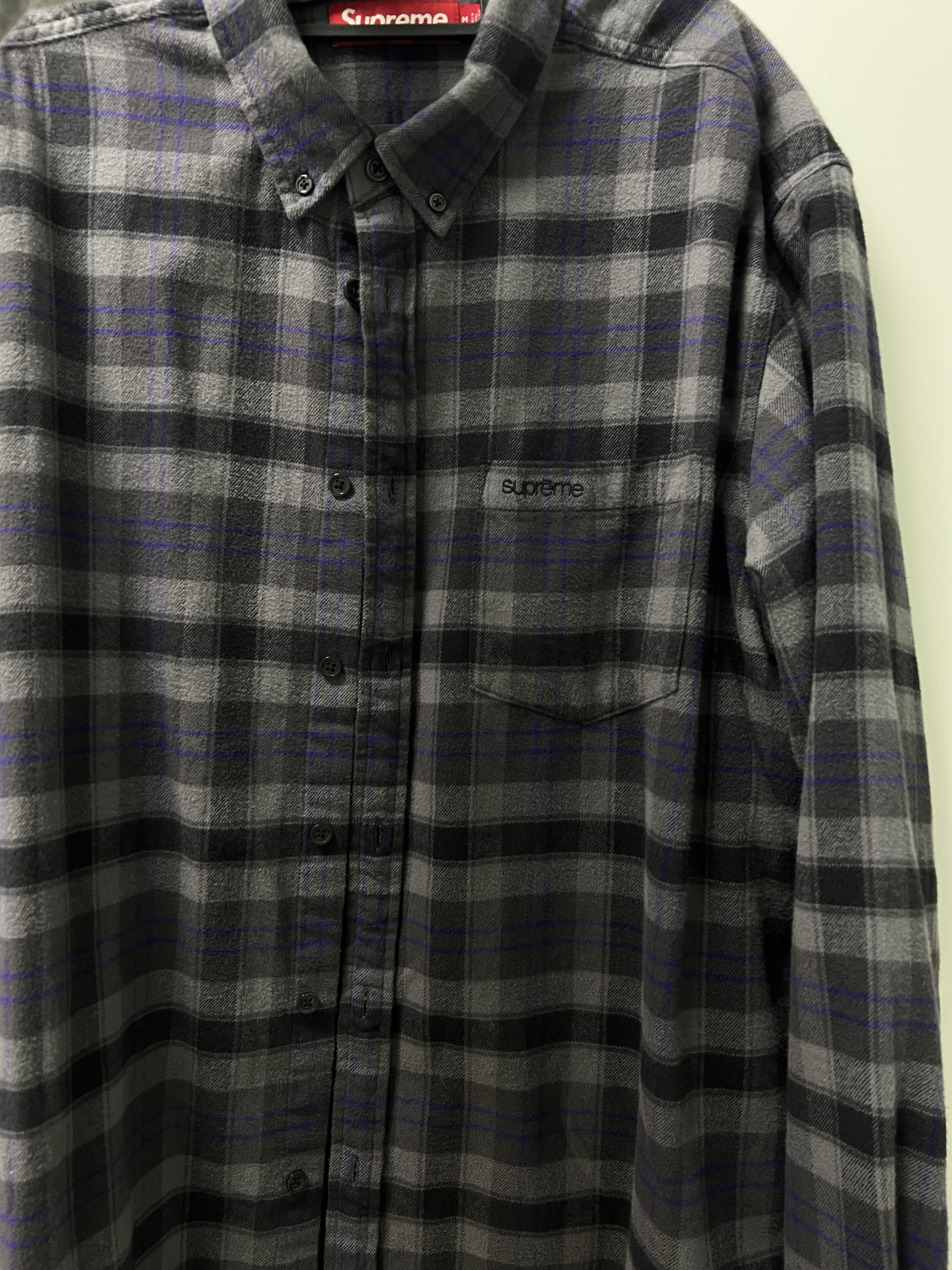 Supreme Plaid Flannel Shirt Black - 24SS 착용 스타일 - 2