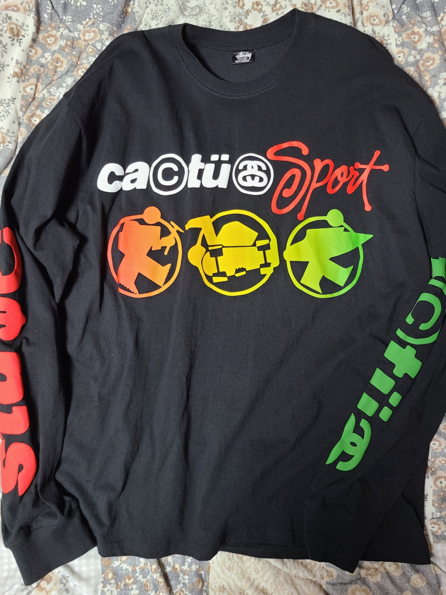 Stussy x Cactus Plant Flea Market Sport LS T-Shirt Black 착용 스타일 - 1