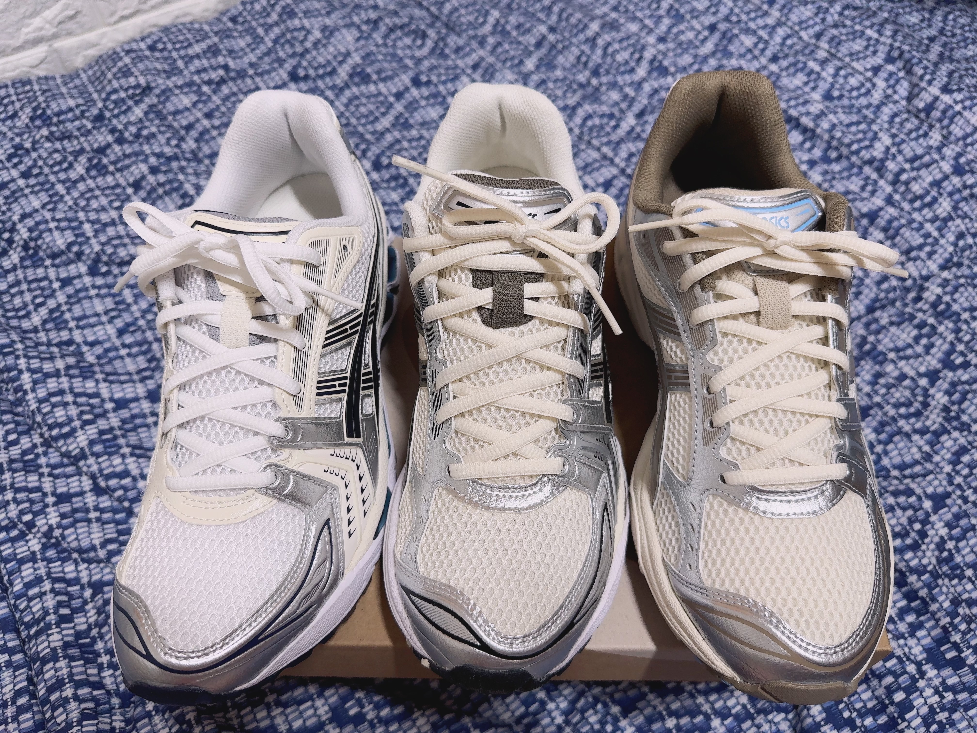 (W) Asics Gel-Kayano 14 White Midnight, (W) Asics Gel-Kayano 14 Cream Pepper 착용 스타일 - 5