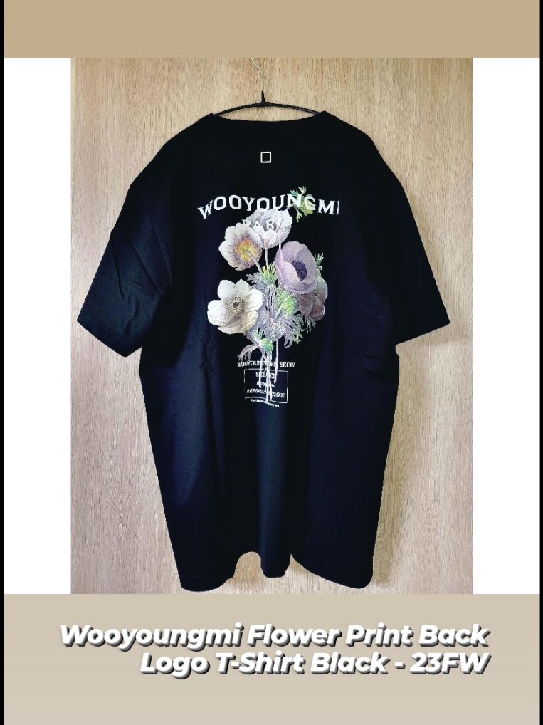Wooyoungmi Flower Print Back Logo T-Shirt Black - 23FW 착용 스타일 - 1