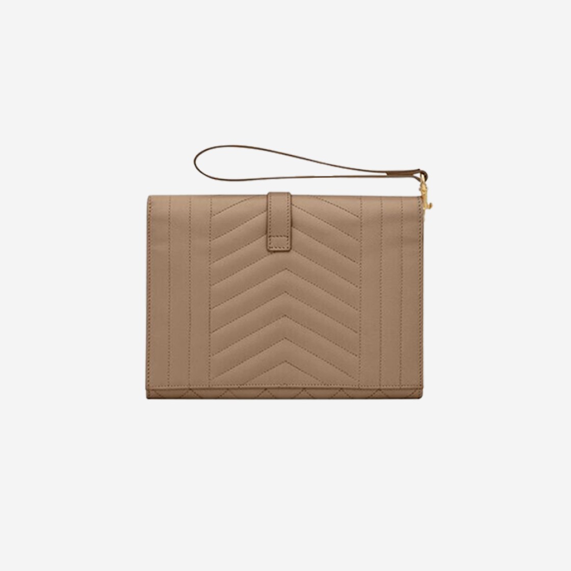 Saint Laurent Envelope Flap Pouch In Mix Matelasse Grain De Poudre Embossed Leather Greyish Brown 상세 이미지 2