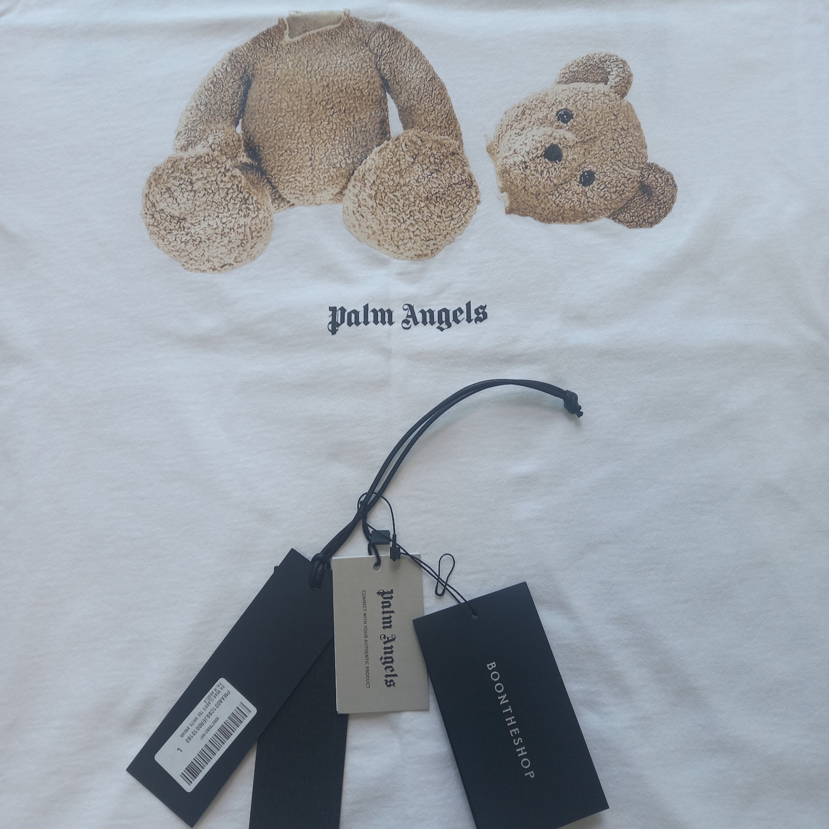 Palm Angels Bear Classic T-Shirt White Brown 착용 스타일 - 3