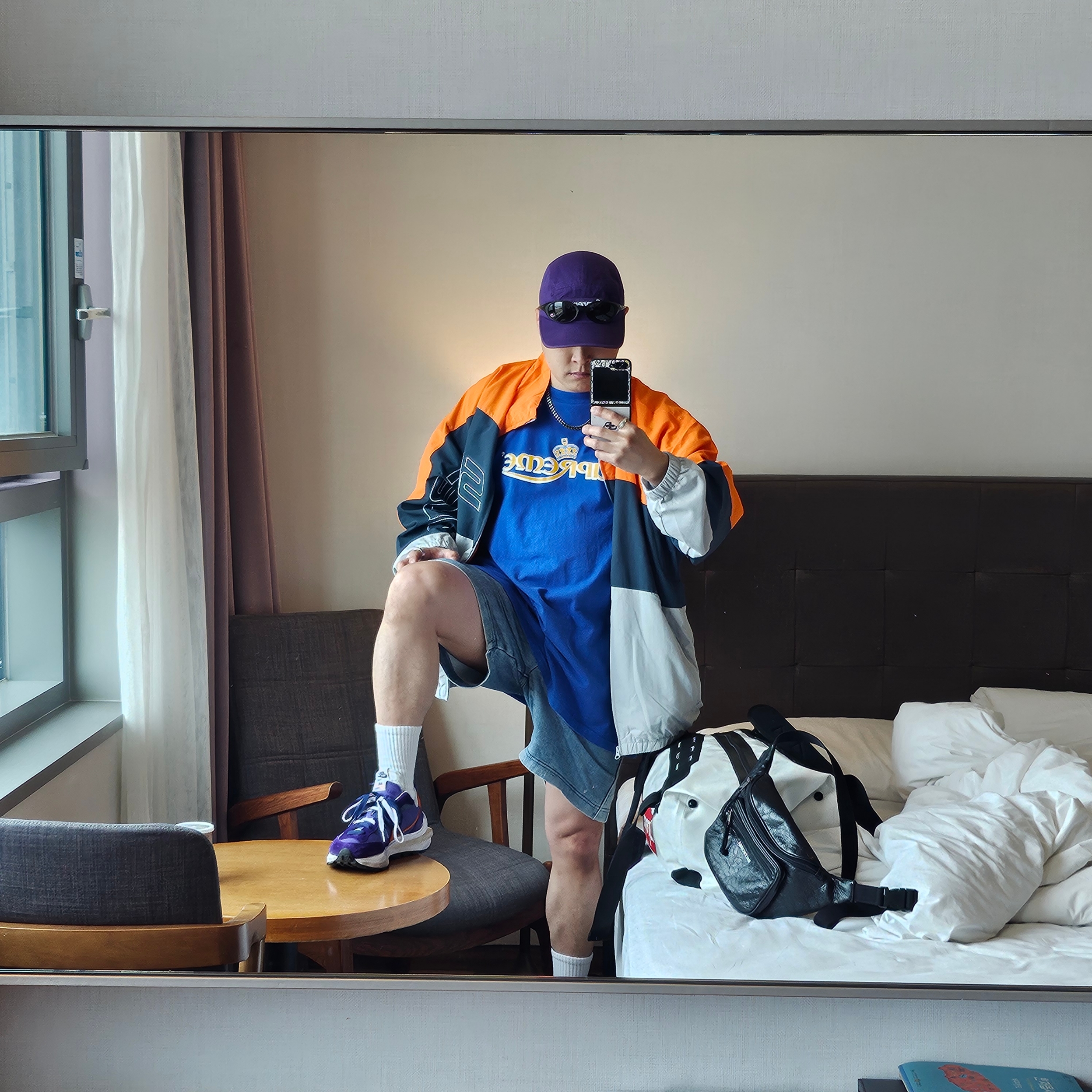 Supreme Washed Chino Twill Camp Cap Purple - 24SS, Nike x Sacai VaporWaffle Dark Iris 착용 스타일