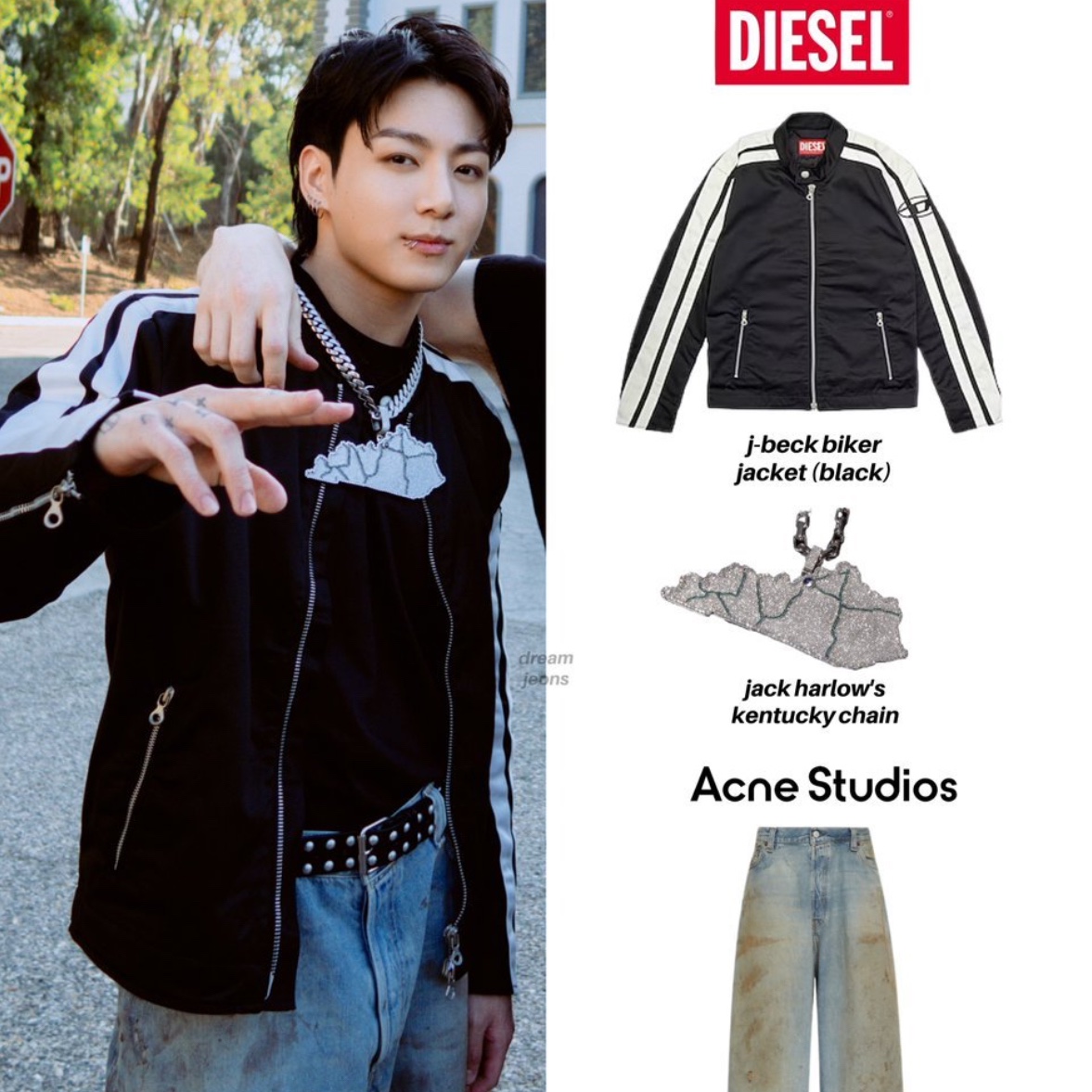 Diesel J-Beck Biker Jacket Black 착용 스타일 - 1