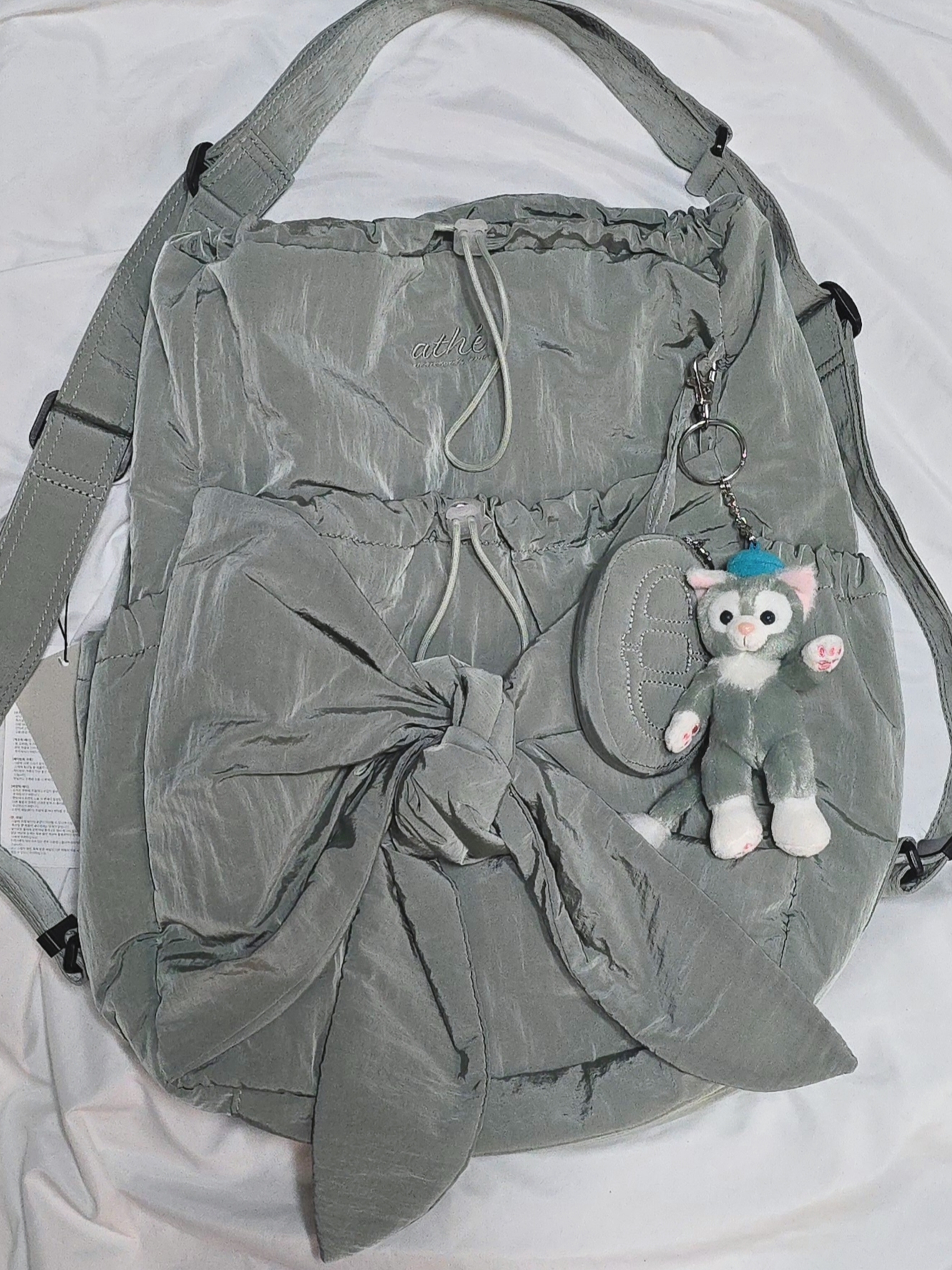 Athe Vanessabruno Ruban Backpack And Shoulder Bag Large Light Khaki 착용 스타일 - 1