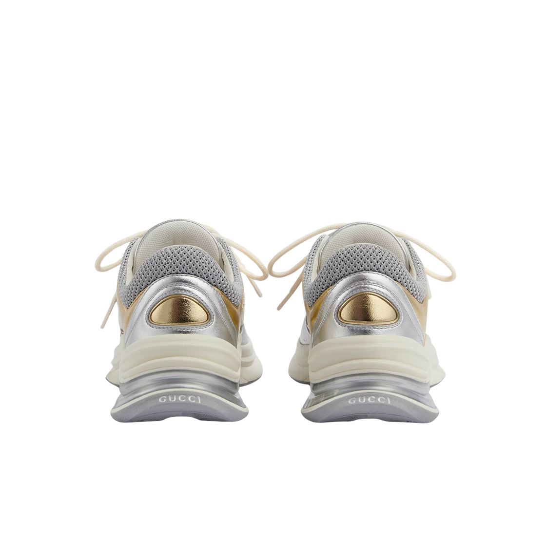 (W) 구찌 런 스니커즈 실버 메탈릭 레더((W) Gucci Run Sneaker Silver Metallic Leather) - 2