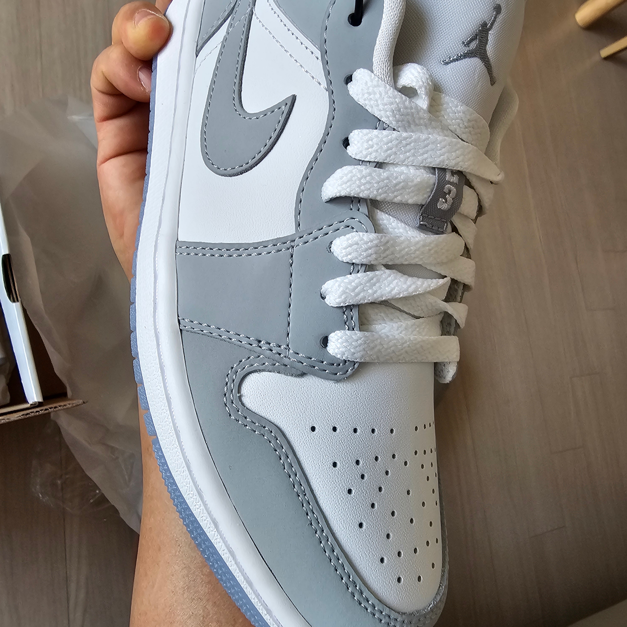 (W) Jordan 1 Low White Wolf Grey 착용 스타일 - 7