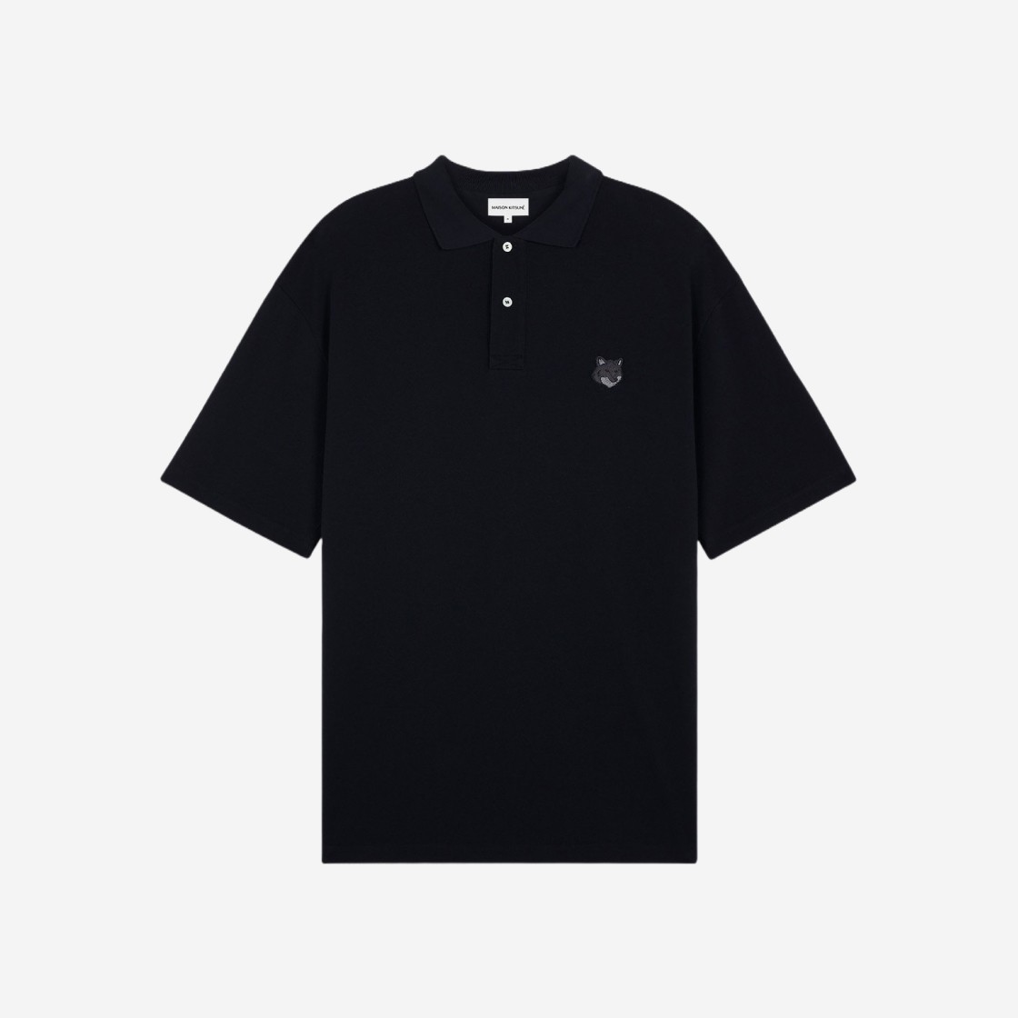 Maison Kitsune Bold Fox Head Patch Oversize Polo Black 상세 이미지 1