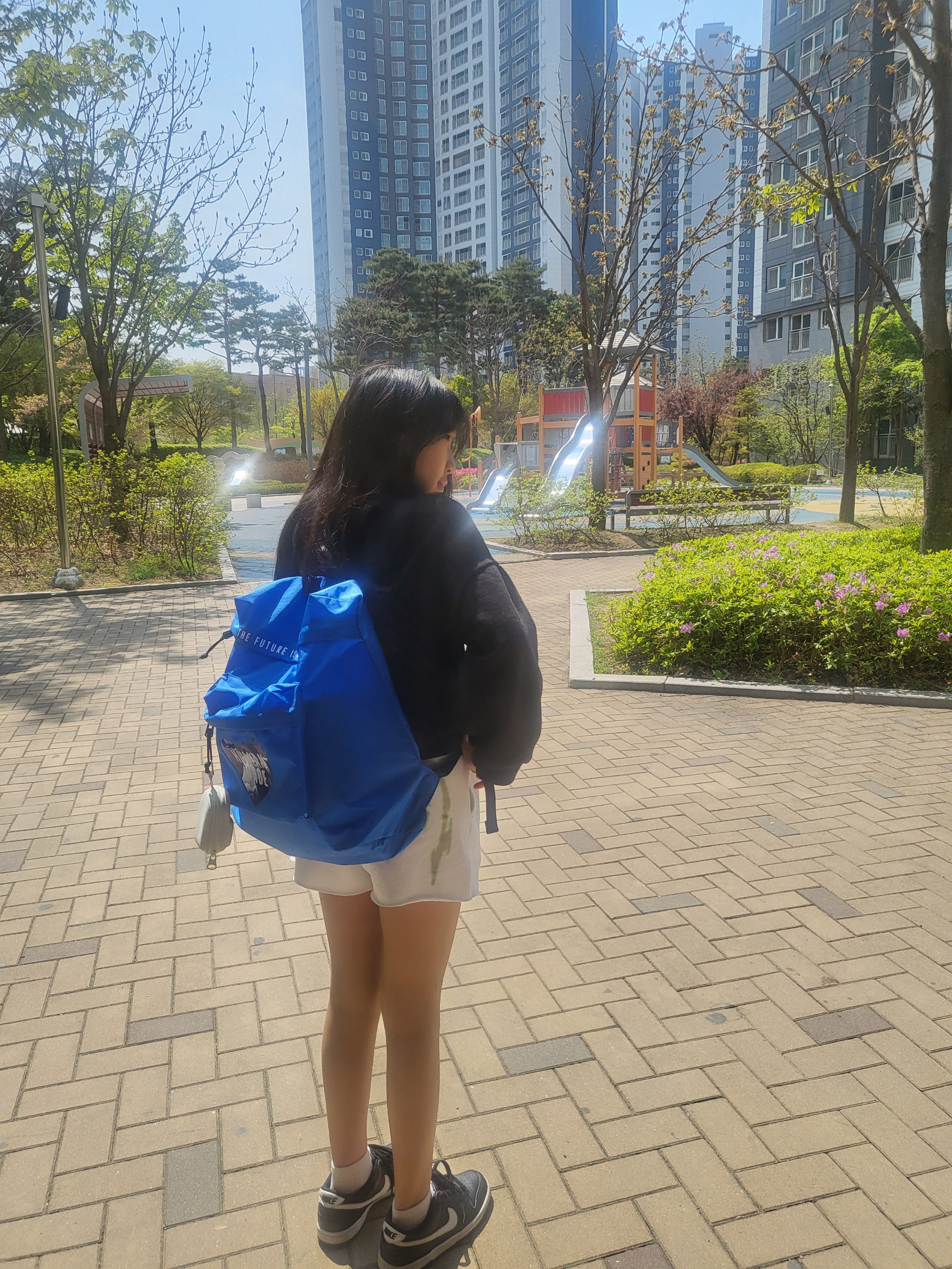 Human Made Backpack Blue 착용 스타일 - 1