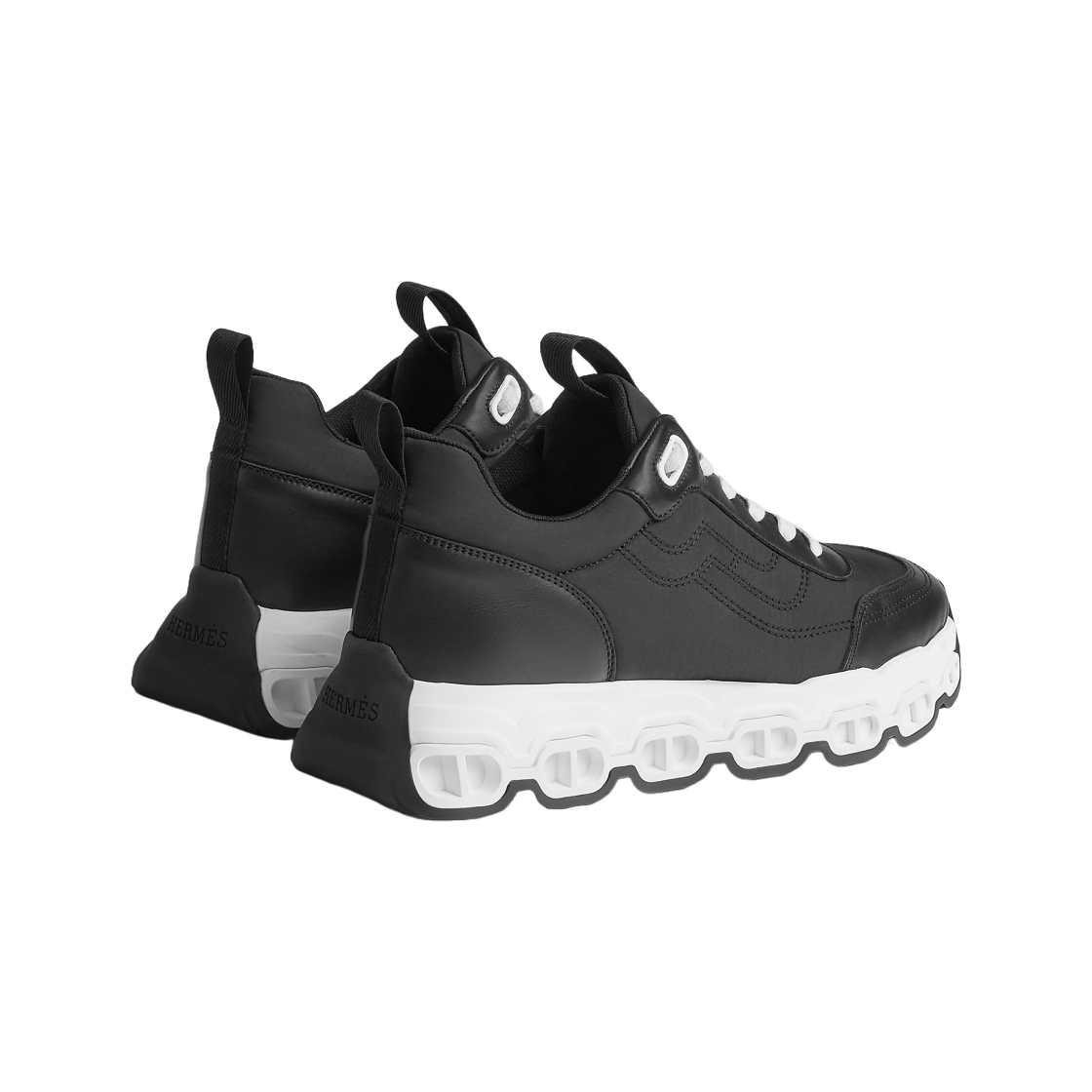 (W) 에르메스 임펄스 스니커즈 파라슈트 패브릭 카프스킨 & 누아((W) Hermes Impulse Sneakers Parachute Fabric Calfskin & Noir) - 2