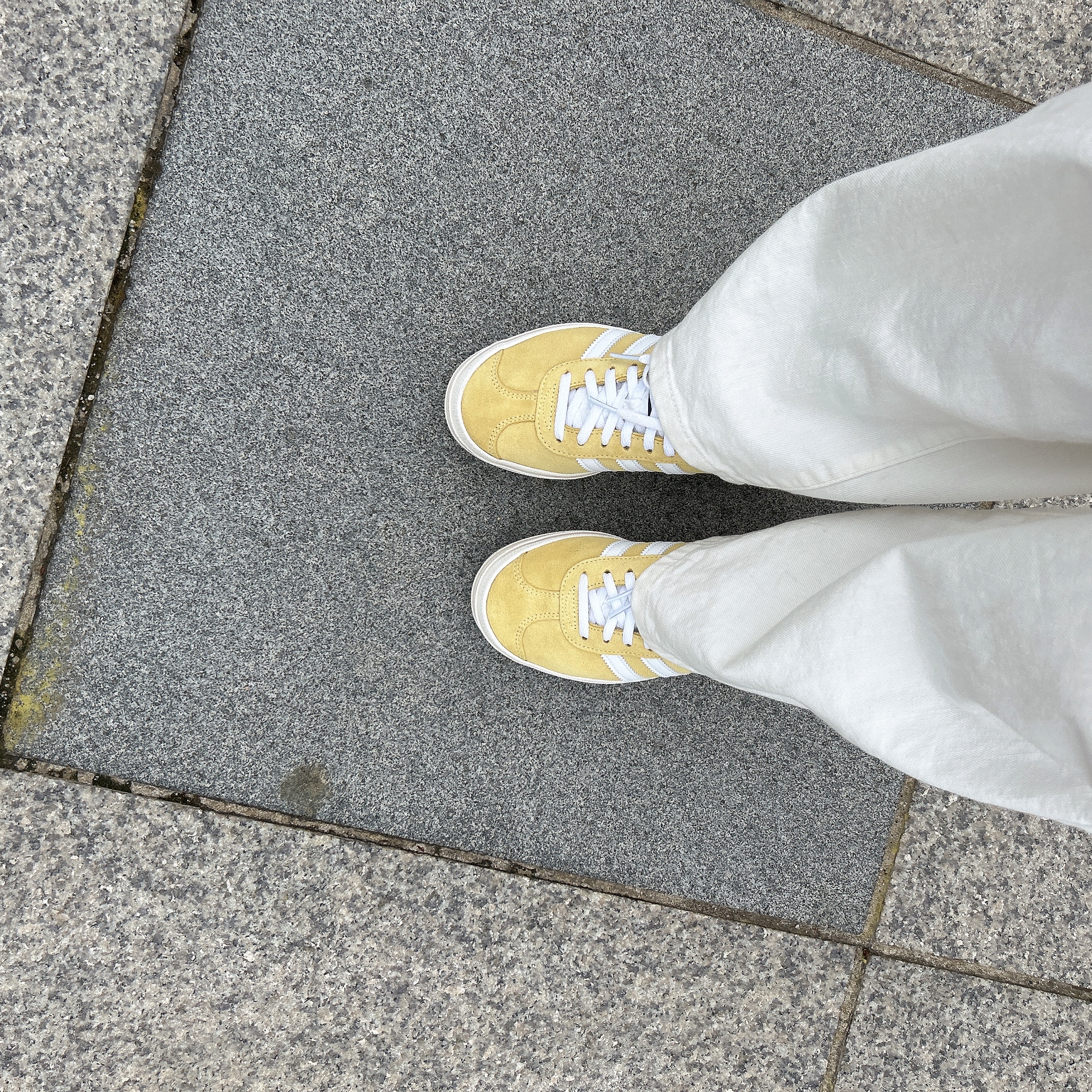 (W) Adidas Gazelle Bold Almost Yellow Cloud White 착용 스타일