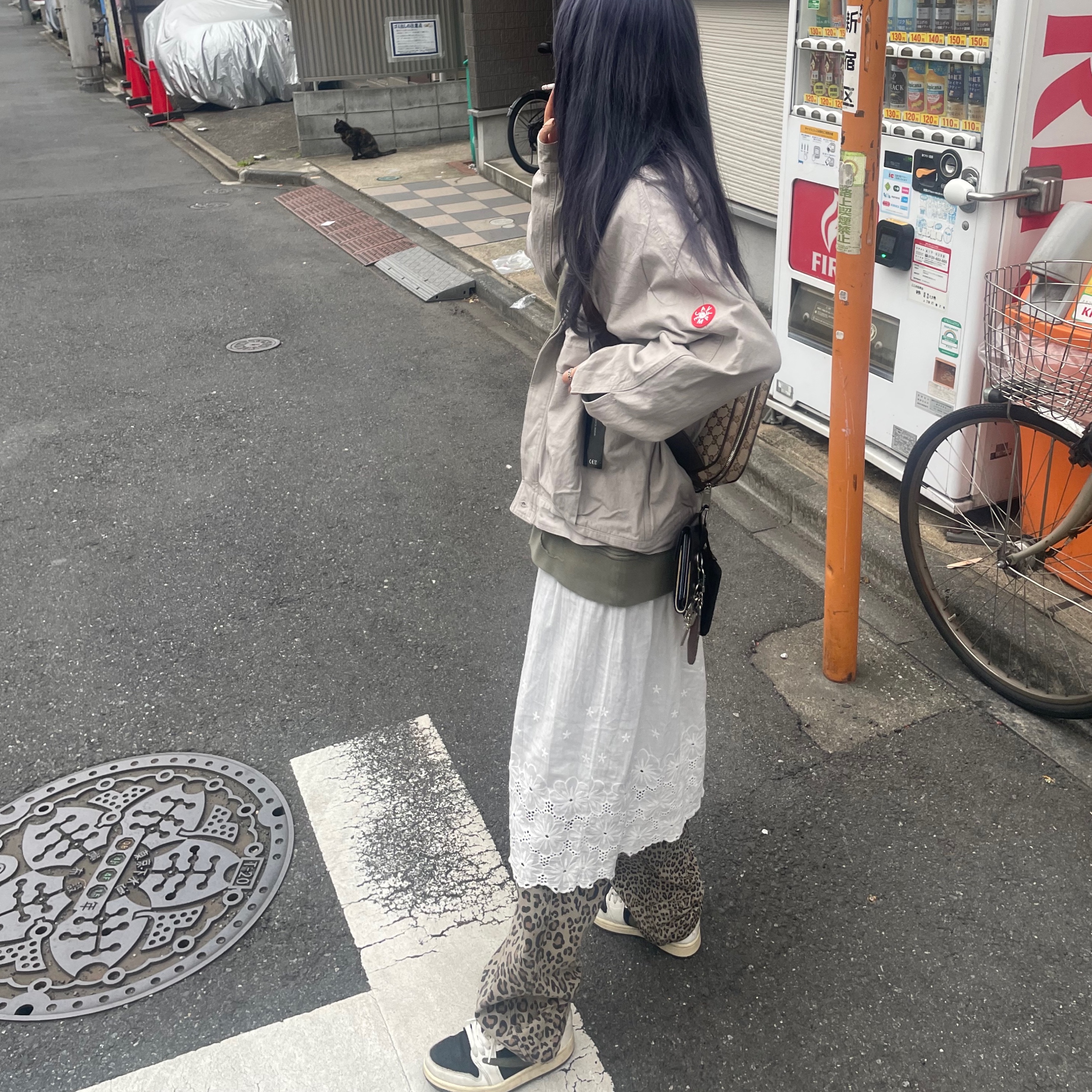 Cav Empt Collarless Jacket Grey - 24SS, Cav Empt Plague Wide Rib Cut Crew Neck Oilve - 23SS 착용 스타일