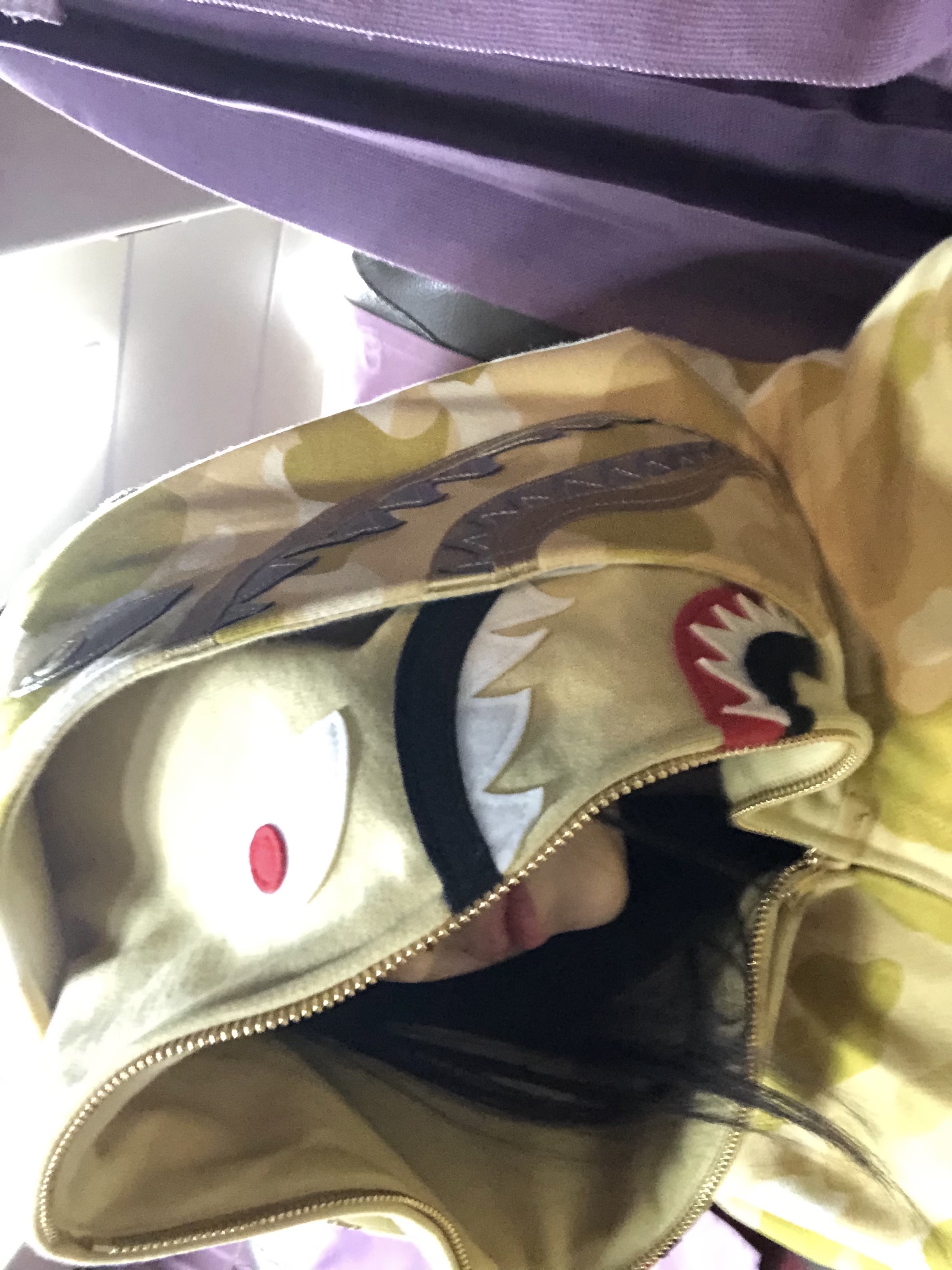 BAPE Color Camo Double Shark Full Zip Hoodie Misted yellow, Vans Skate Half Cab Pig Suede Green 착용 스타일 - 3