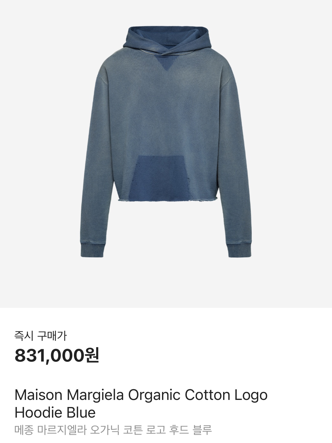 Maison Margiela Organic Cotton Logo Hoodie Blue 착용 스타일 - 2