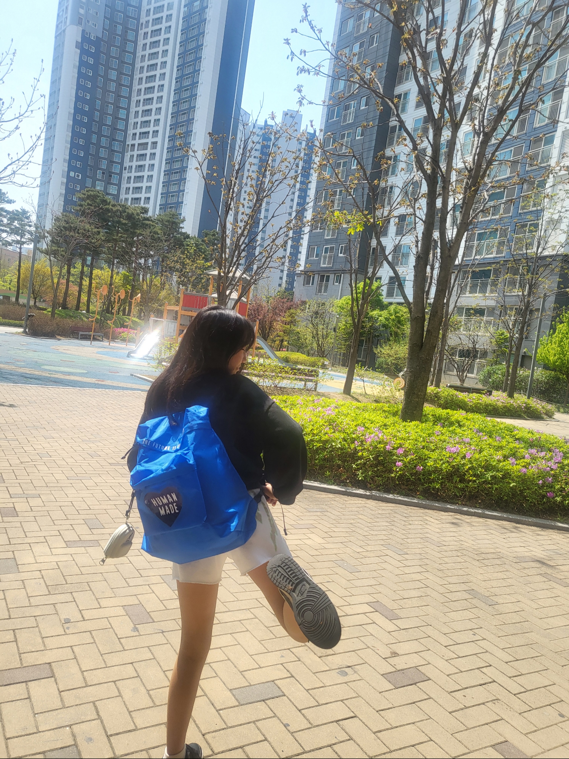 Human Made Backpack Blue 착용 스타일 - 2
