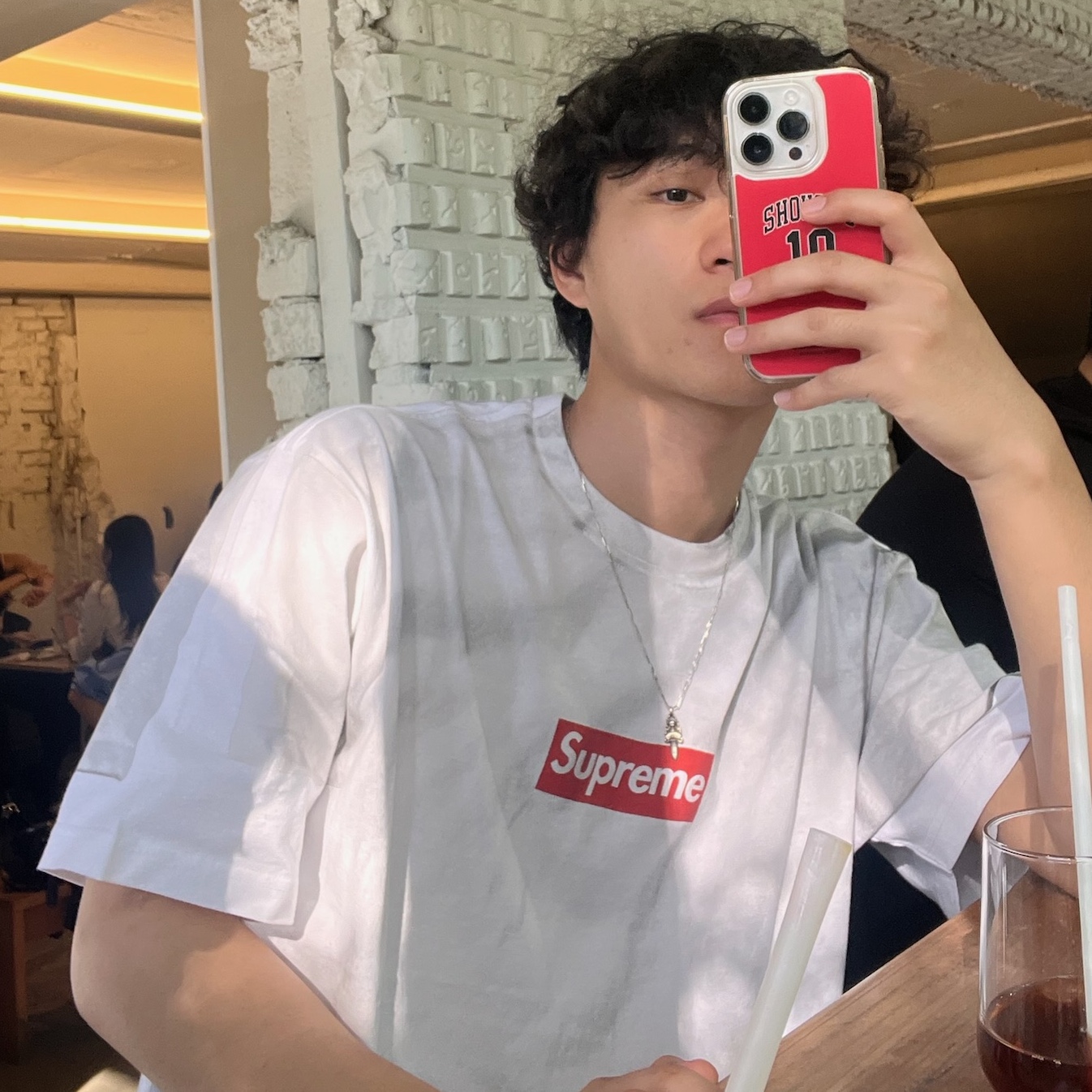 Supreme x MM6 Maison Margiela Box Logo T-Shirt White - 24SS 착용 스타일
