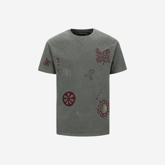 ADSB 앤더슨벨 에센셜 유니섹스 마치 엠브로이더리 티셔츠 차콜