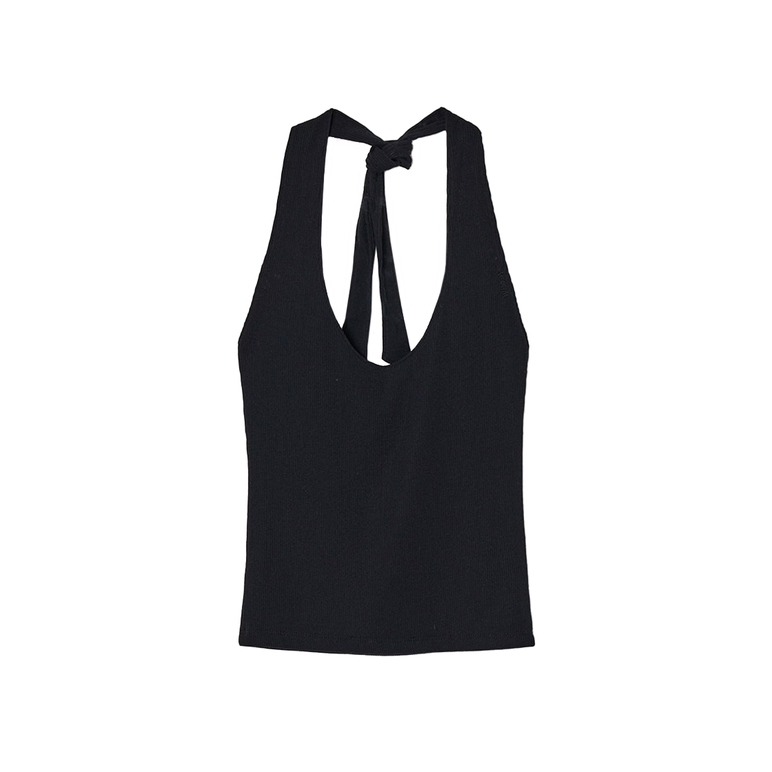 다이애그널 홀터 넥 슬리브리스 탑 블랙