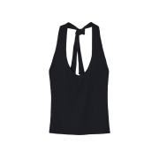 Diagonal Halter Neck Sleeveless Top Black