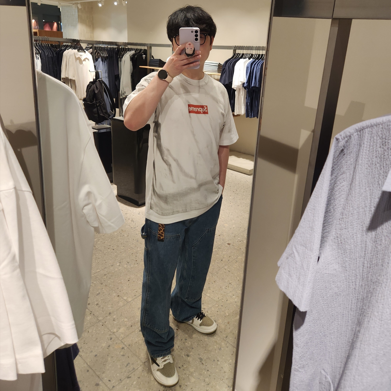 Supreme Double Knee Painter Pant Washed Indigo - 24SS 착용 스타일 - 1