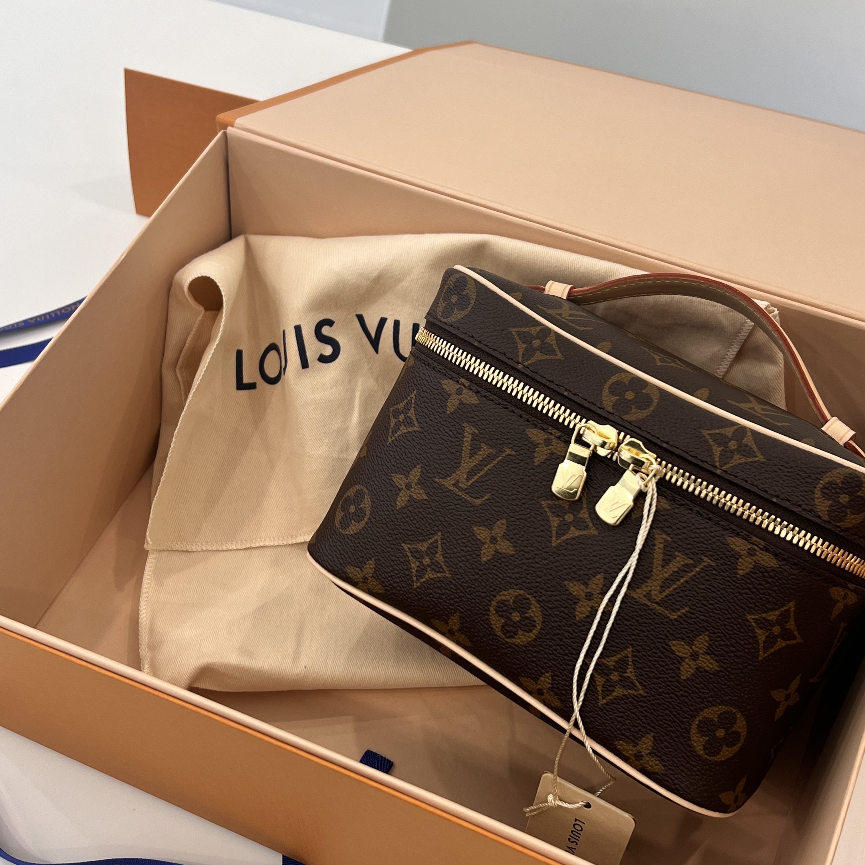 Louis Vuitton Nice Mini Toiletry Pouch Monogram 착용 스타일