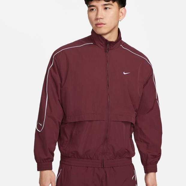 Nike NSW Solo Swoosh Woven Track Jacket Night Maroon - Asia 착용 스타일