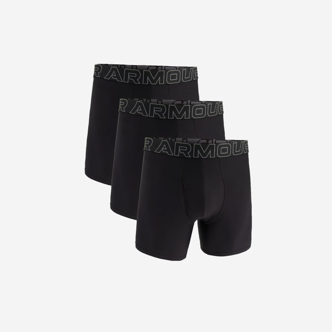 Under Armour Performance Tech 6 Inch Boxerjock Black Castlerock (3 Pack) 상세 이미지 1