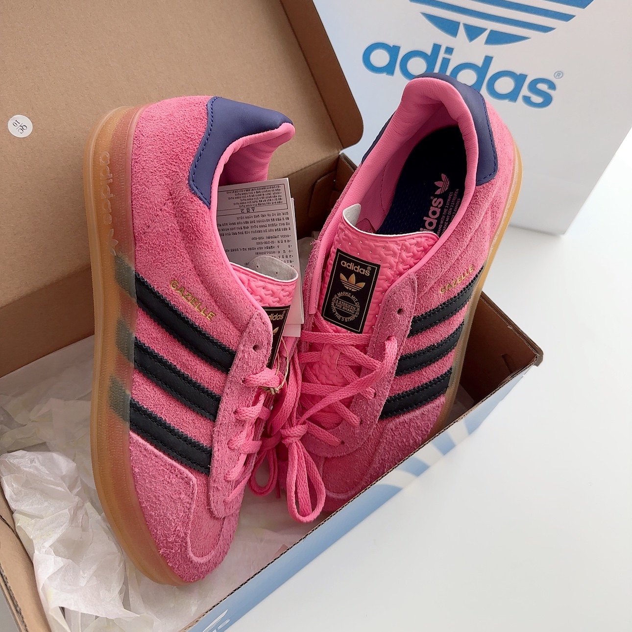 (W) Adidas Gazelle Indoor Bliss Pink 착용 스타일 - 2