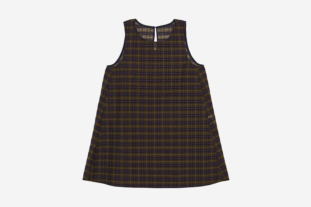 Enzo Blues Sheer Checked Sleeveless Top Navy 상세 이미지 1