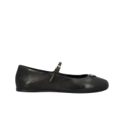 (W) Prada Nappa Leather Ballerinas Black