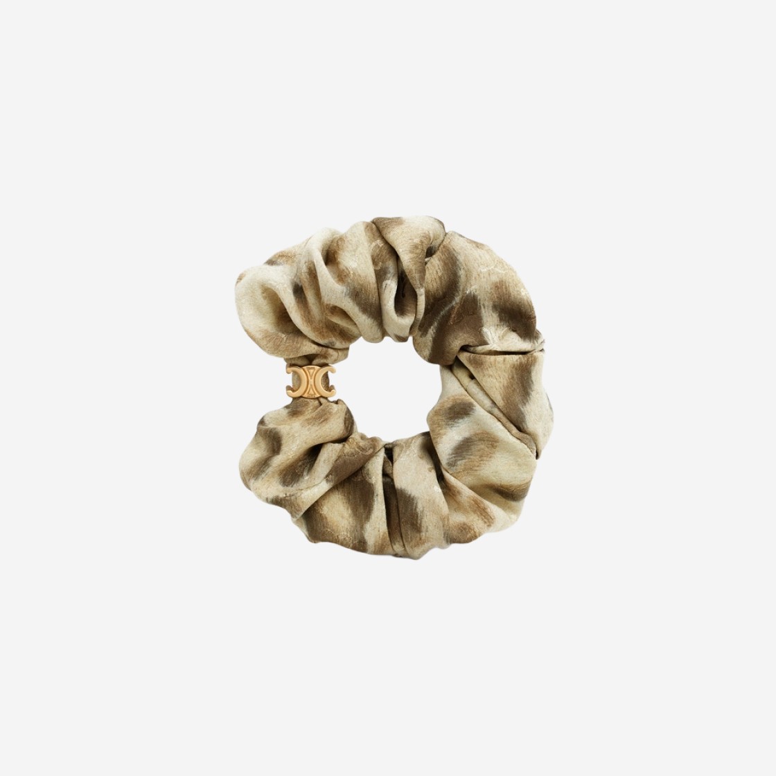 (W) Celine Scrunchy Leopard in Silk and Brass with Gold Finish Beige Gold 상세 이미지 1