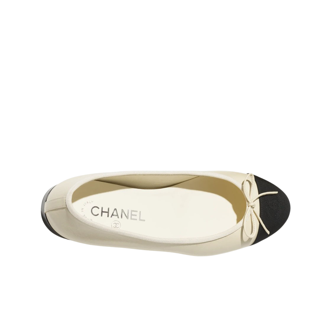 (W) 샤넬 발레리나 플랫 카프스킨 그로그랭 & 아이보리 블랙((W) Chanel Ballerina Flat Calfskin Grosgrain & Ivory Black) - 2