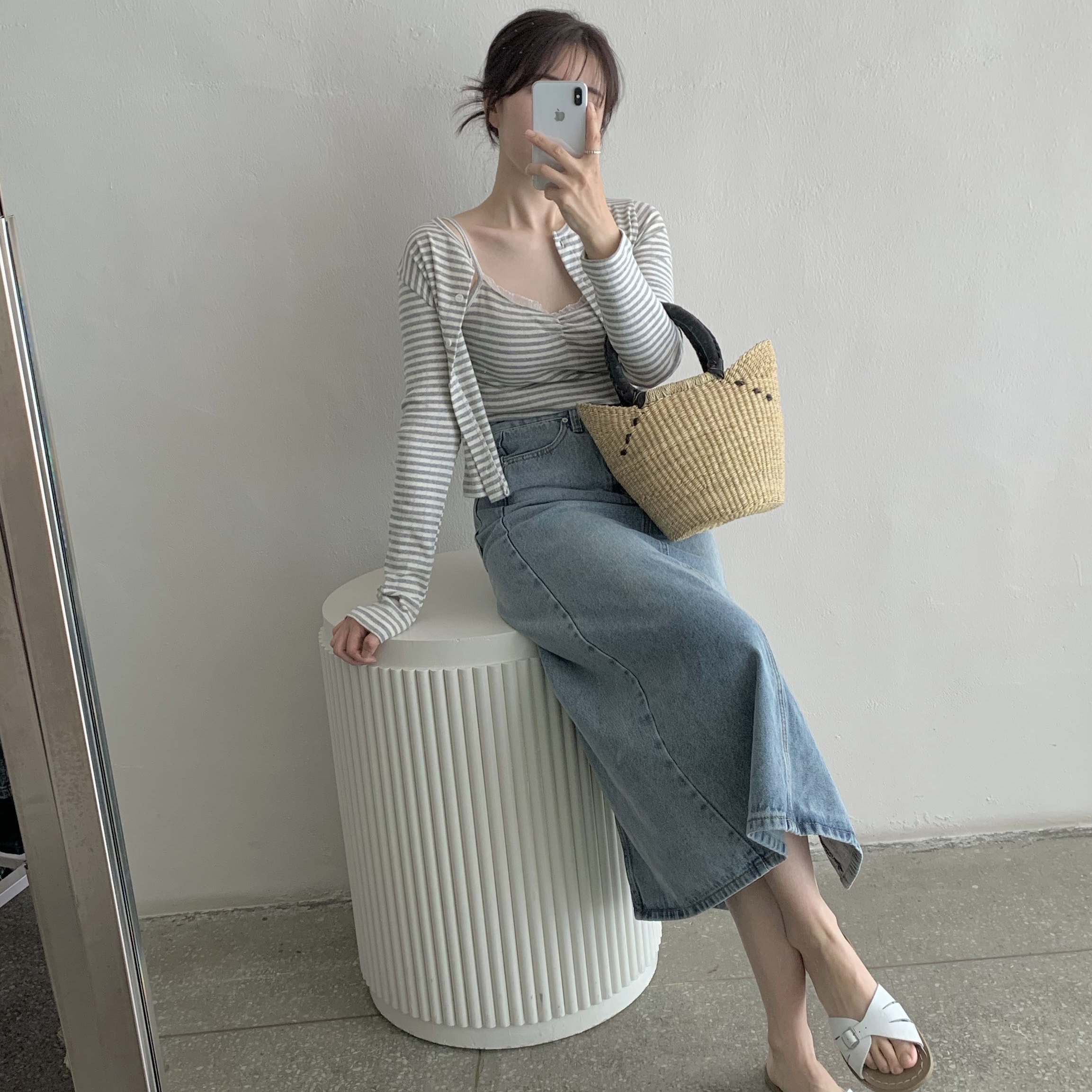 (W) Saltwater Sandal Classic Slide White 착용 스타일 - 2