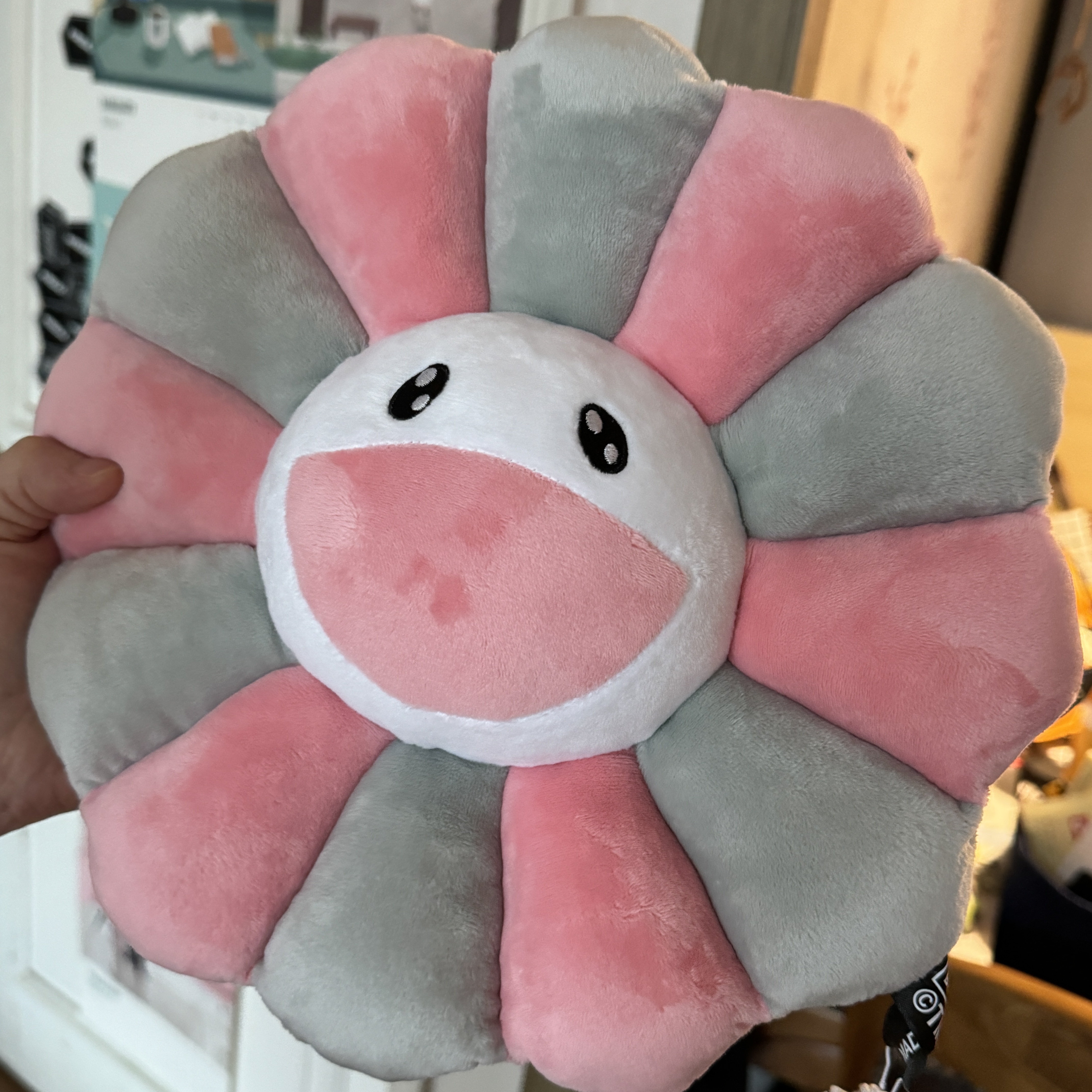Kaikai Kiki x Blackpink Flower Pillow 30cm Pink Grey 착용 스타일