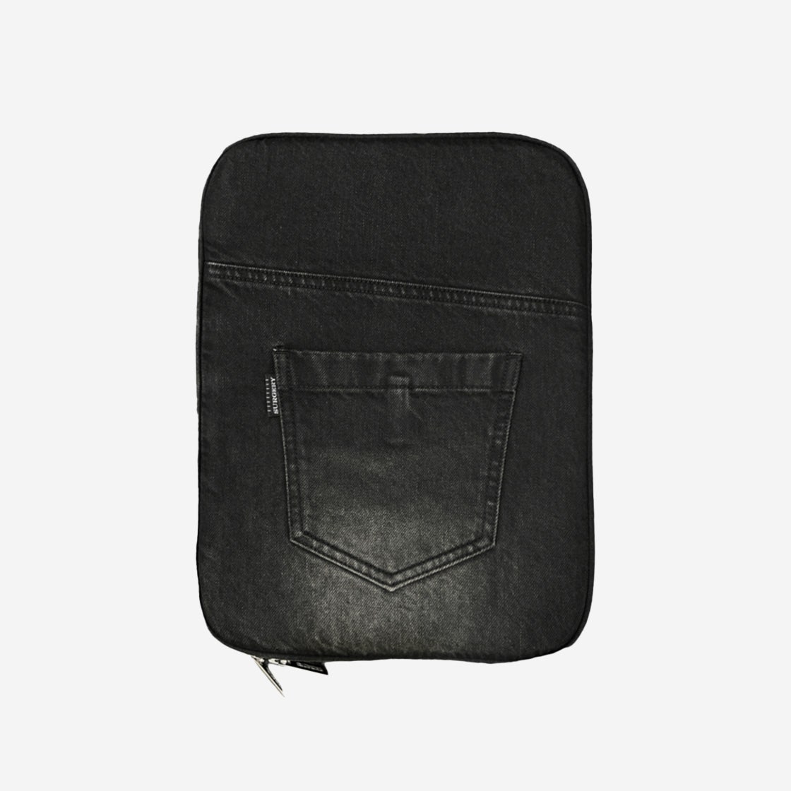 AC24001 Surgery Denim Jeans Clover Logo Clutch Bag Black Denim 11 inch - #2