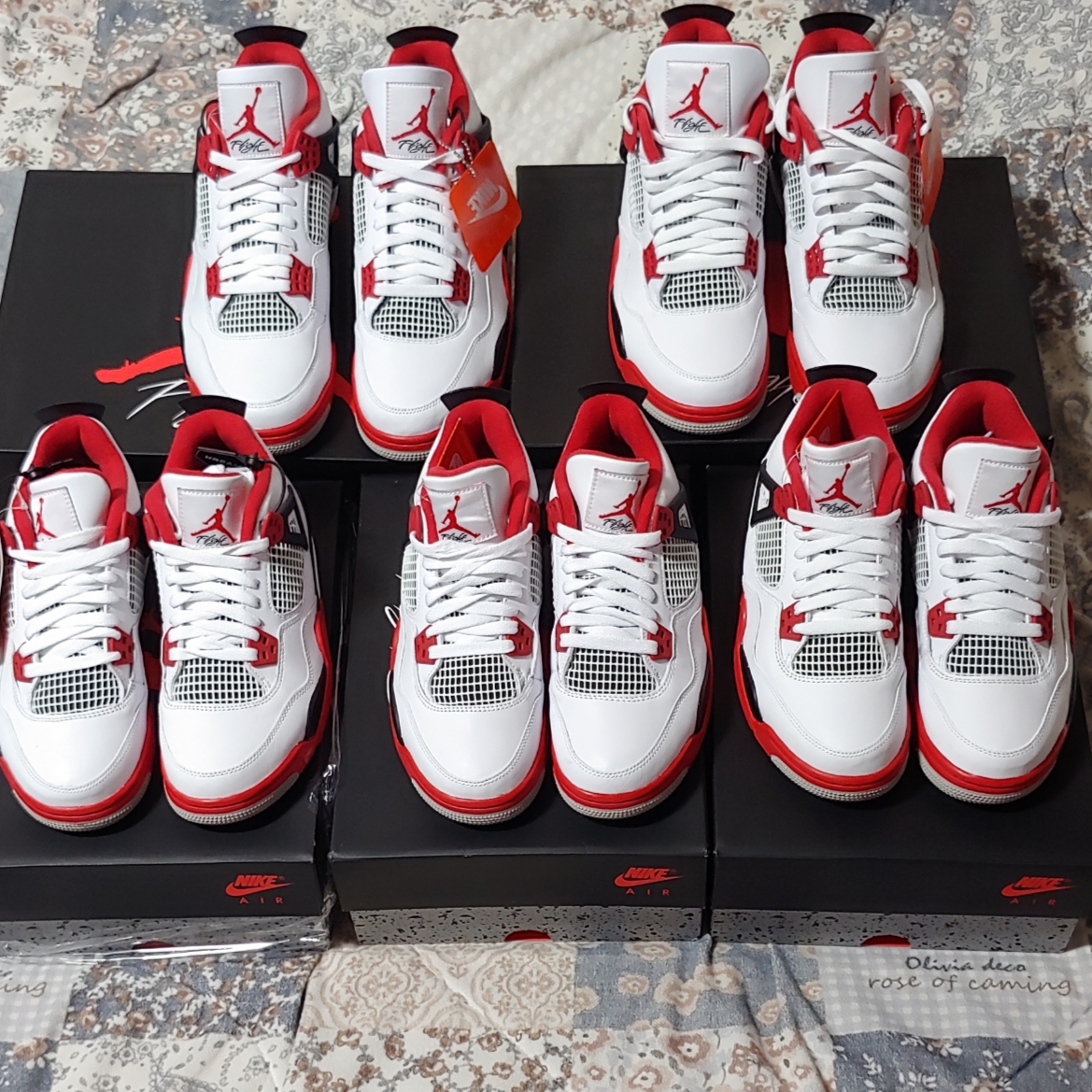 Jordan 4 Retro OG Fire Red 2020, (GS) Jordan 4 Retro OG Fire Red 2020 착용 스타일 - 1