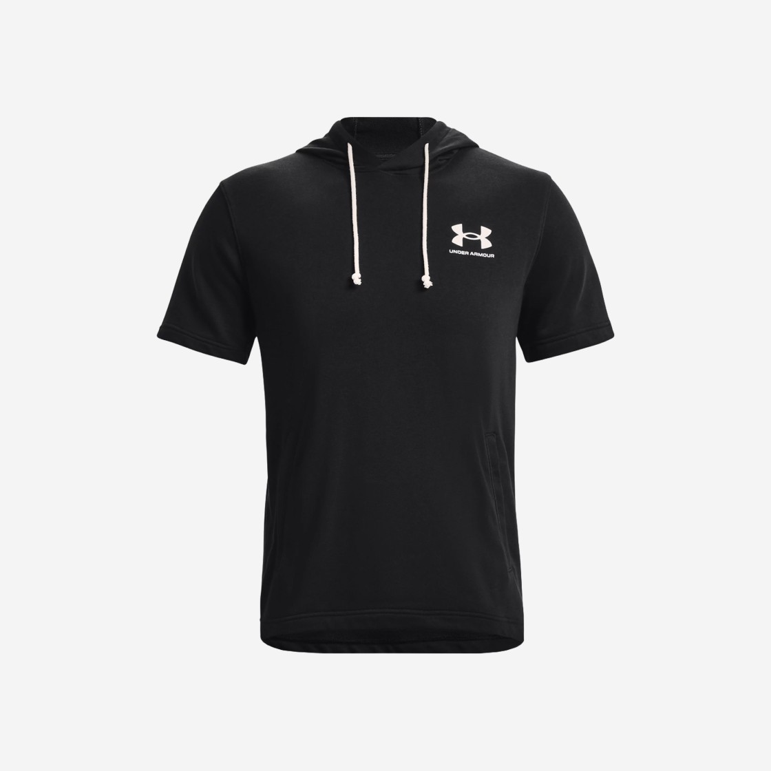 Under Armour Rival Terry Short Sleeve Hoodie Black 상세 이미지 1