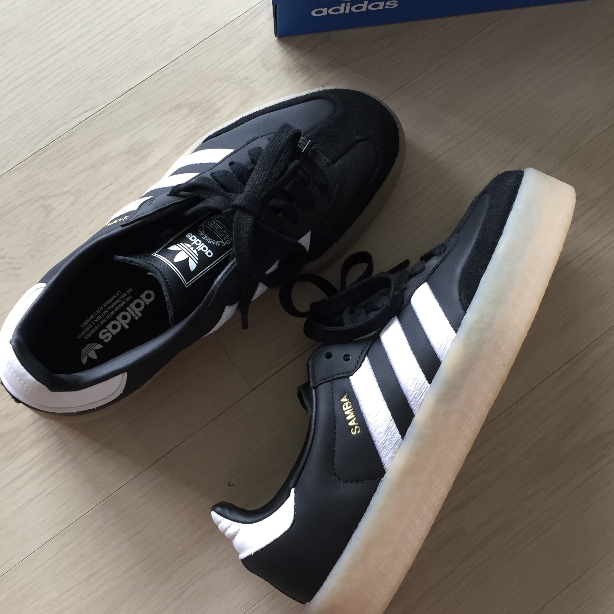 (W) Adidas Sambae Black White 착용 스타일 - 1
