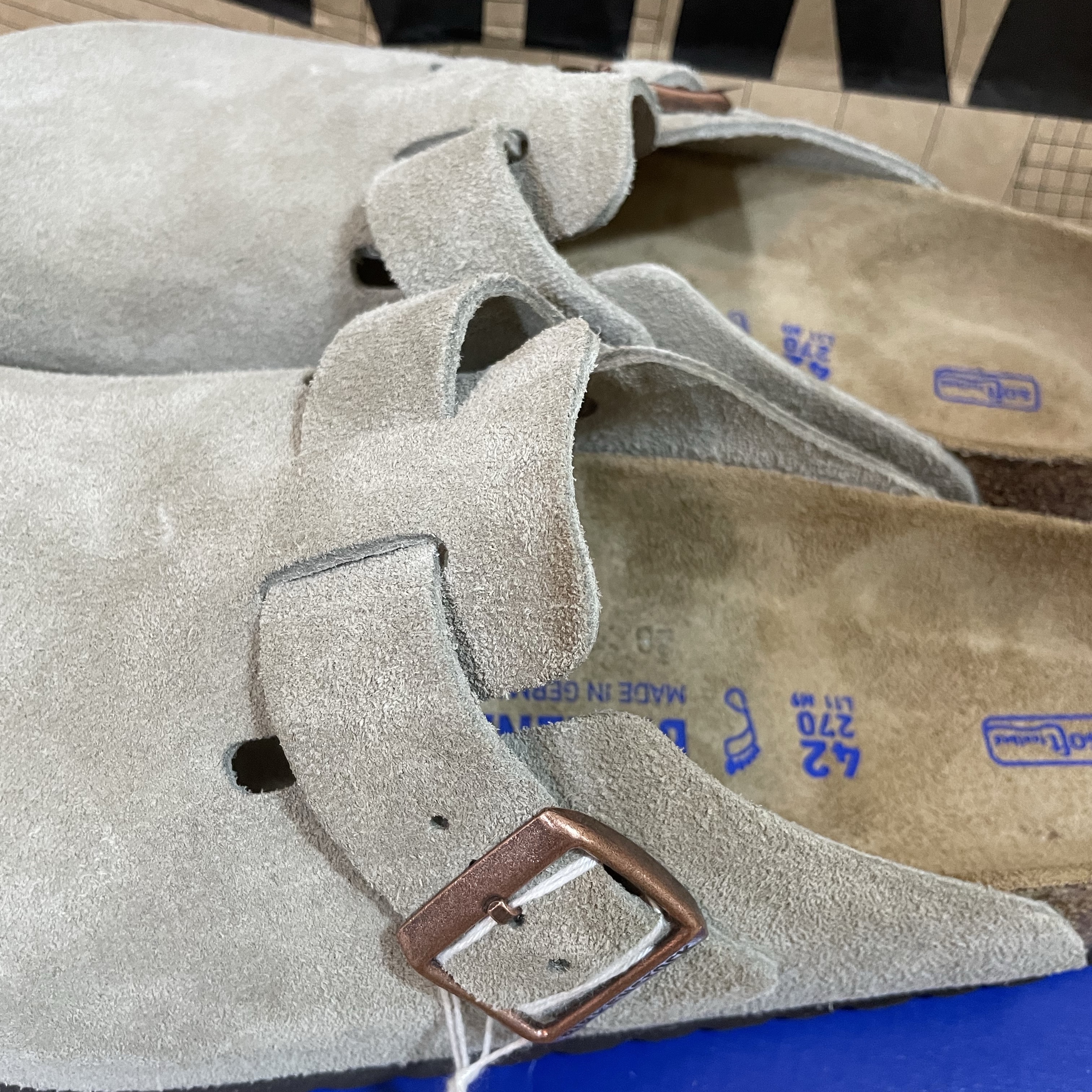 Birkenstock Boston Soft Footbed Taupe - Regular 착용 스타일