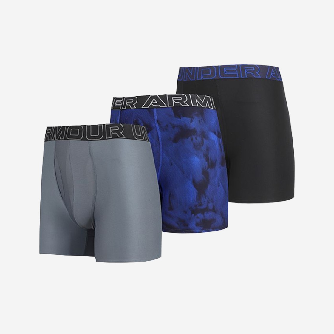 Under Armour Performance Tech 6 Inch Boxerjock Royal Black Grey (3 Pack) 상세 이미지 1