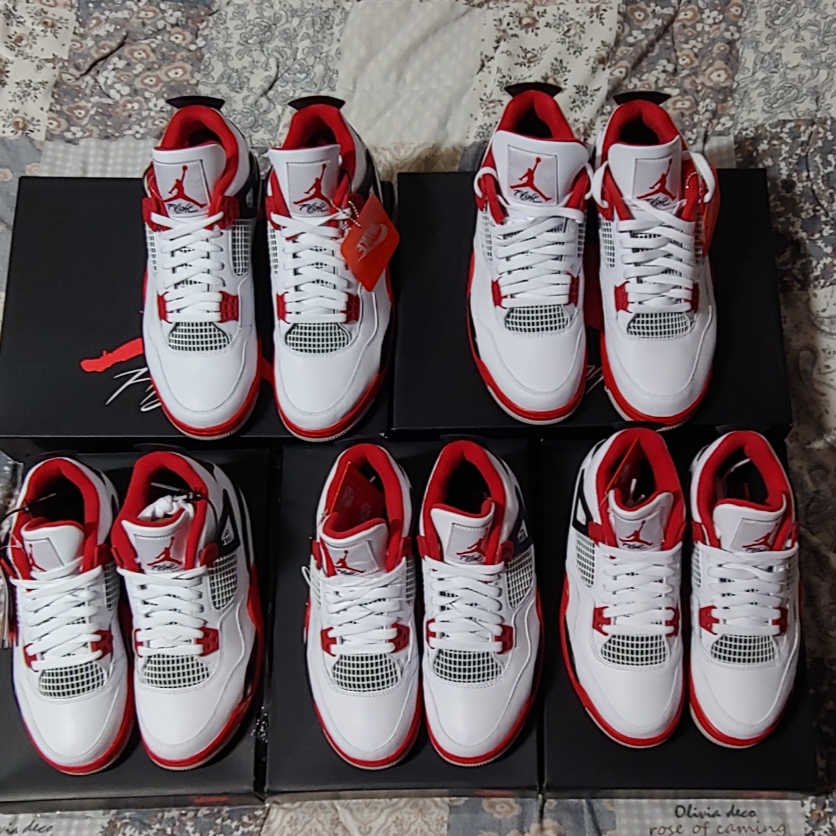 Jordan 4 Retro OG Fire Red 2020, (GS) Jordan 4 Retro OG Fire Red 2020 착용 스타일 - 3