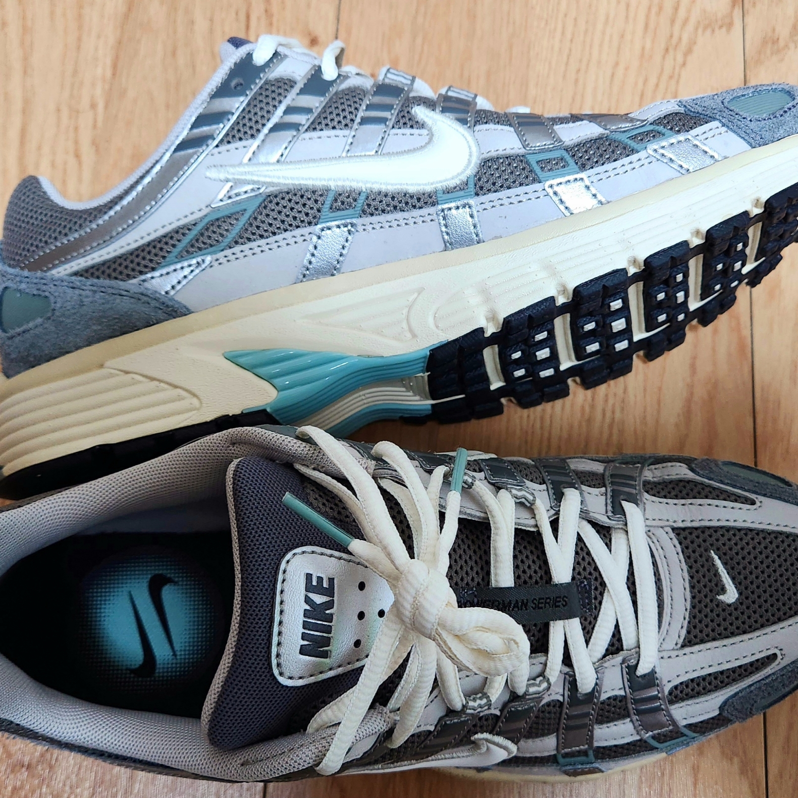 Nike P-6000 Flat Pewter Light Iron Ore 착용 스타일