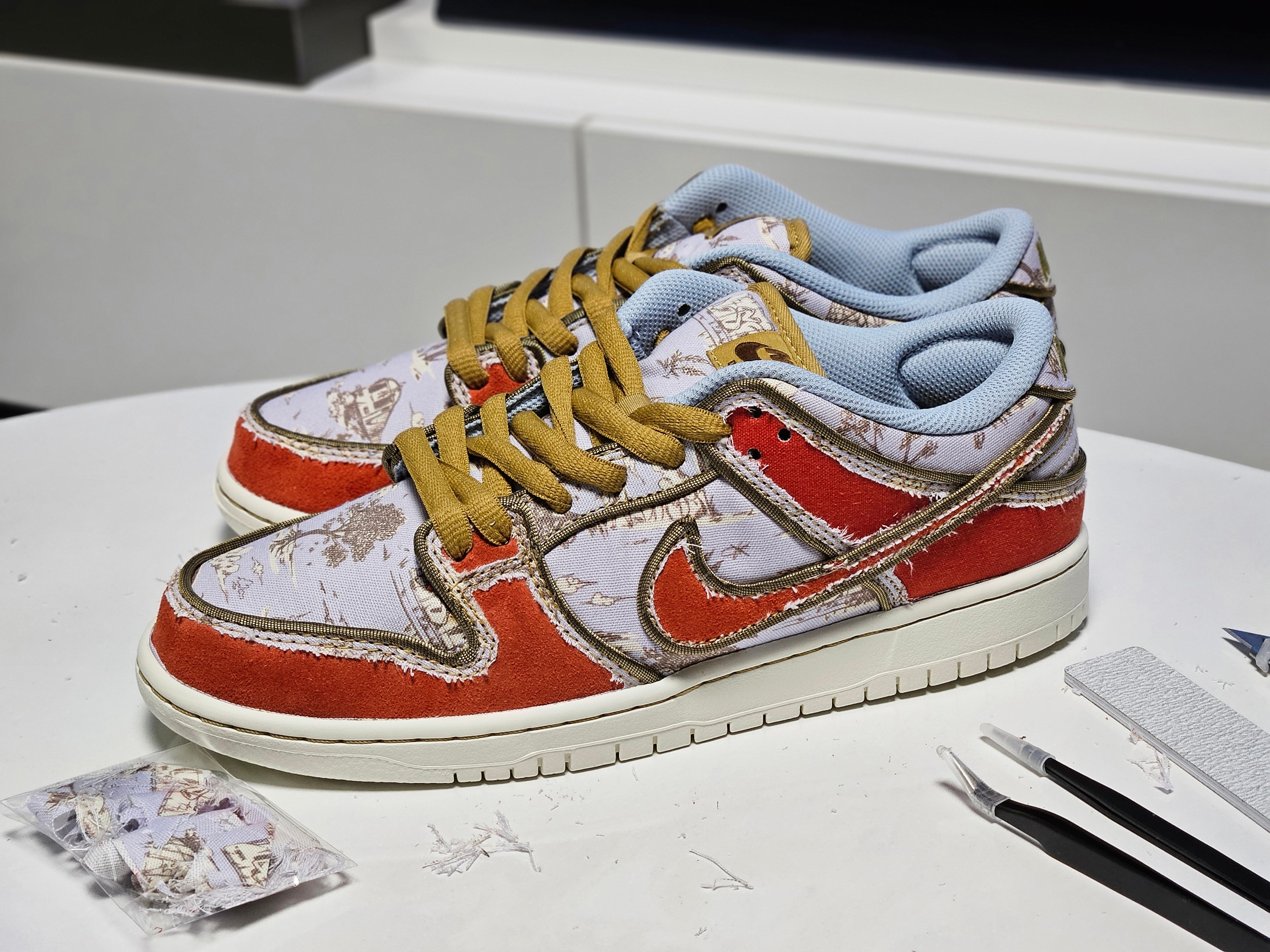 Nike SB Dunk Low Pro Premium Toile 착용 스타일 - 1