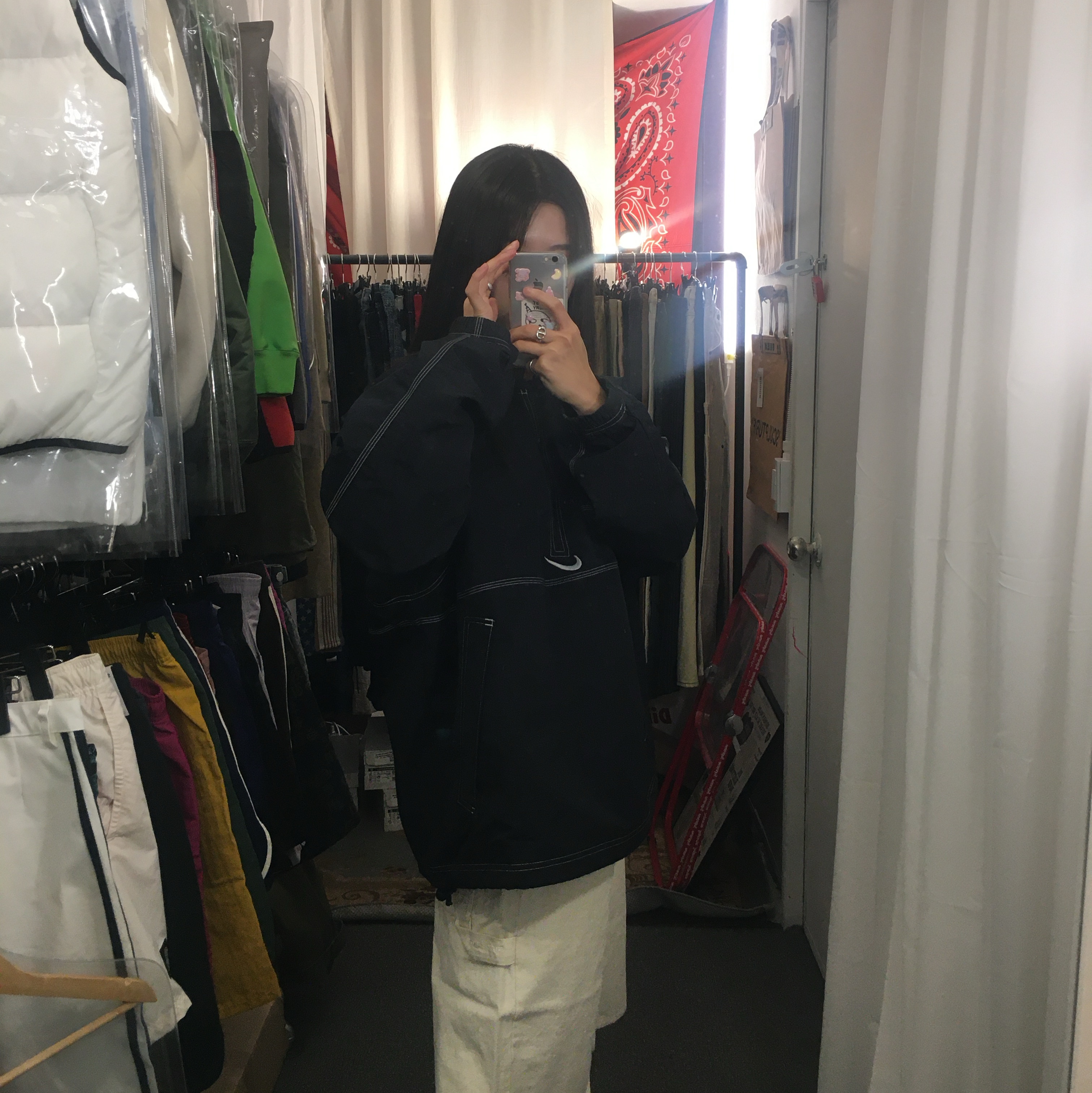 Supreme x Nike Ripstop Pullover Black - 24SS 착용 스타일