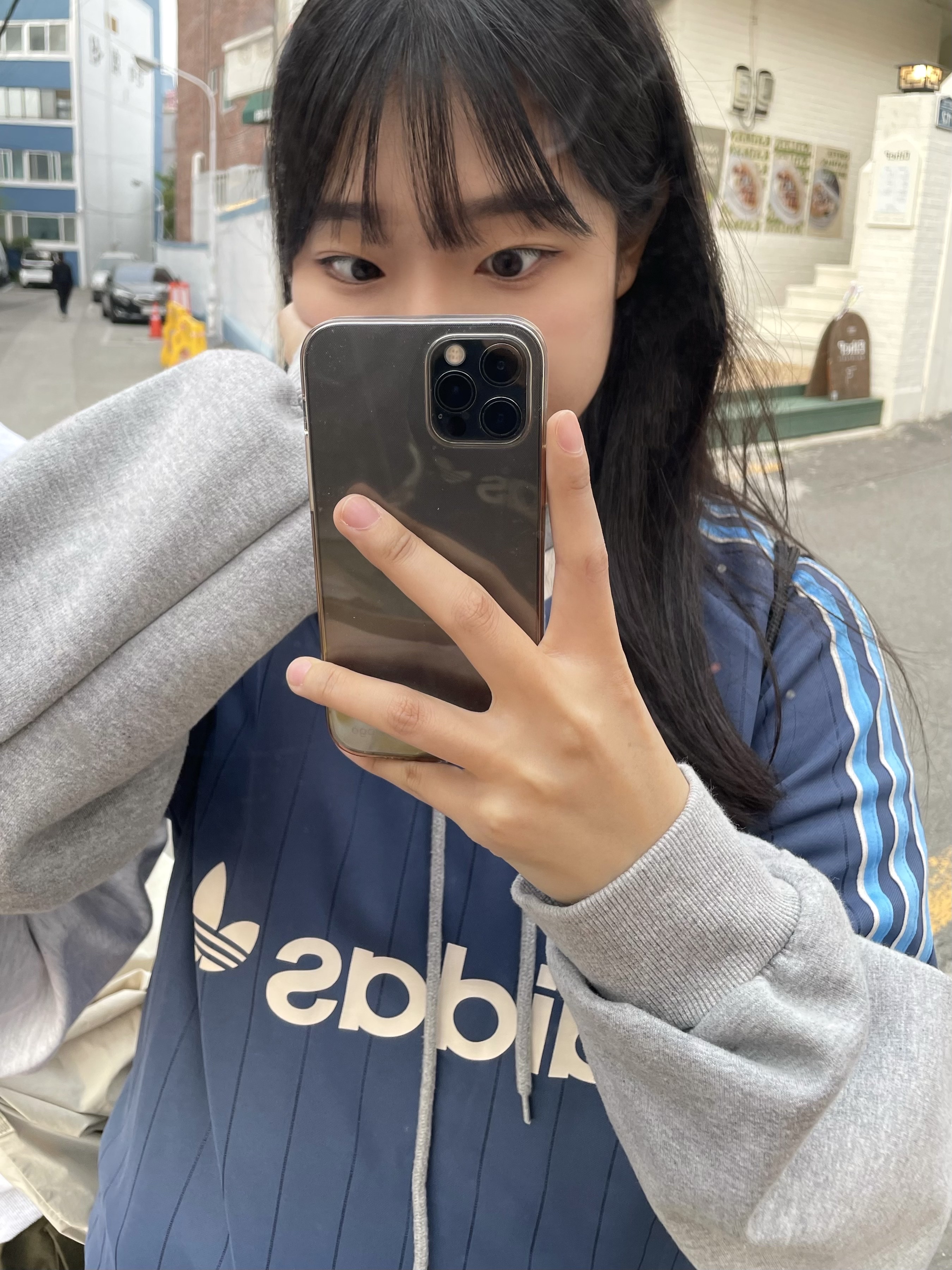 Adidas Pinstripe Jersey Preloved Ink - KR Sizing, (W) Adidas Sambarose White Black Gum 착용 스타일 - 3