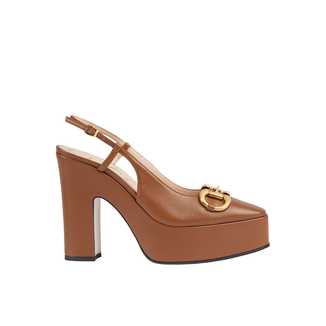 (W) 구찌 하이힐 펌프 브라운 레더((W) Gucci High Heel Pump Brown Leather) - 1
