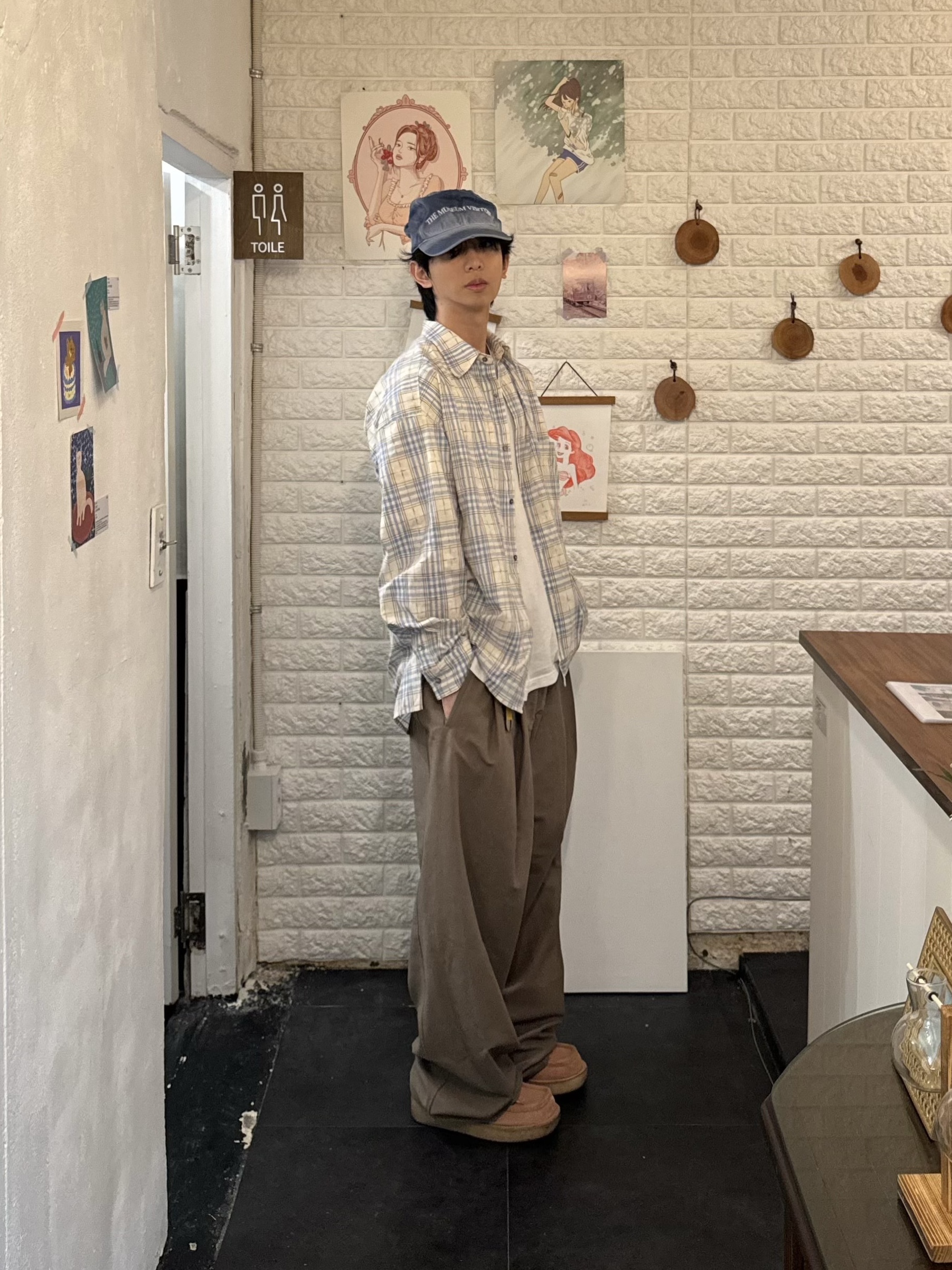 The Museum Visitor Wire Ball Cap Washed Blue 착용 스타일 - 4