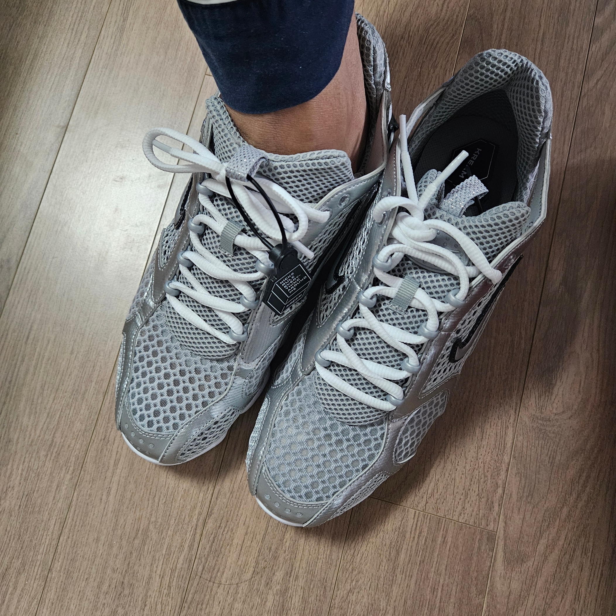 Nike Air Zoom Spiridon Cage 2 Metallic Silver 착용 스타일 - 3