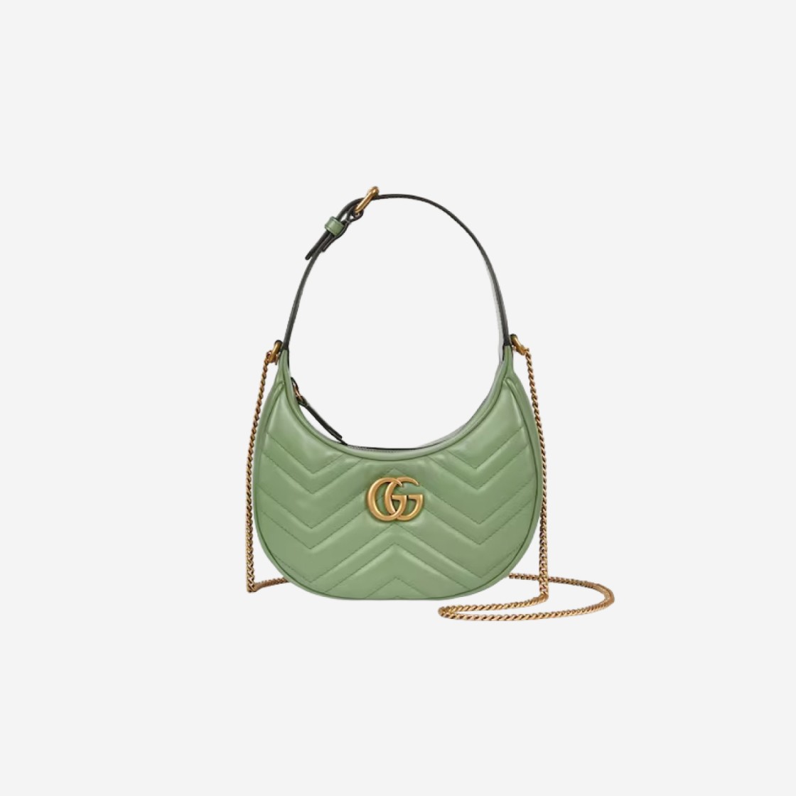 Gucci GG Marmont Half Moon Shaped Mini Bag Sage Green 상세 이미지 1