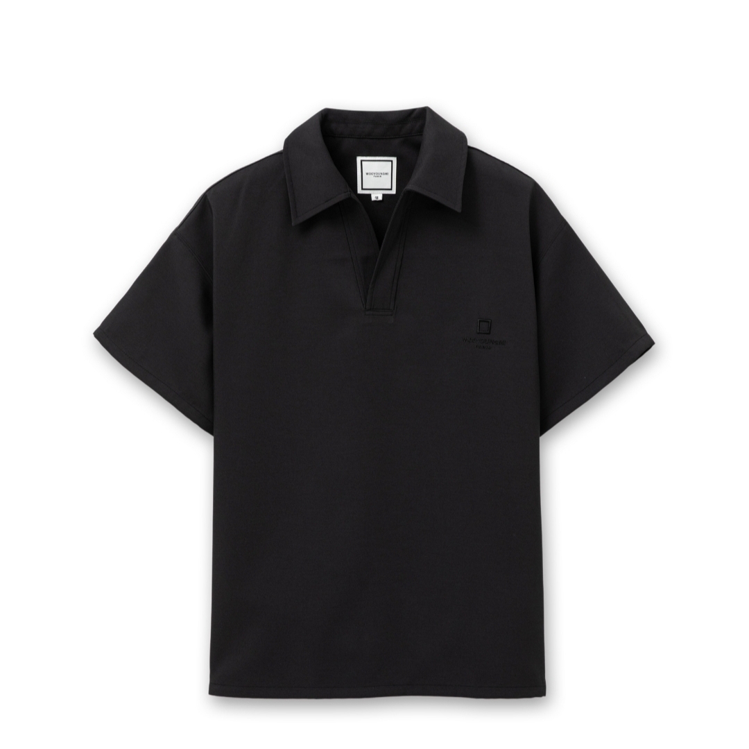 Wooyoungmi Open Collar T-Shirt Black - 24SS 착용 스타일
